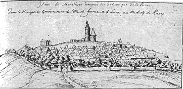 Dessin du bourg de Montlhéry par De la Pointe, deuxième moitié du XVIIe siècle