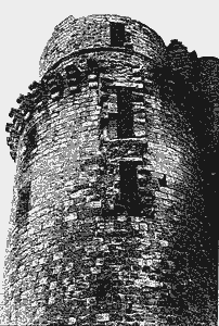 Photographie de traces d'arrachement et la bretèche au donjon de Montlhéry
